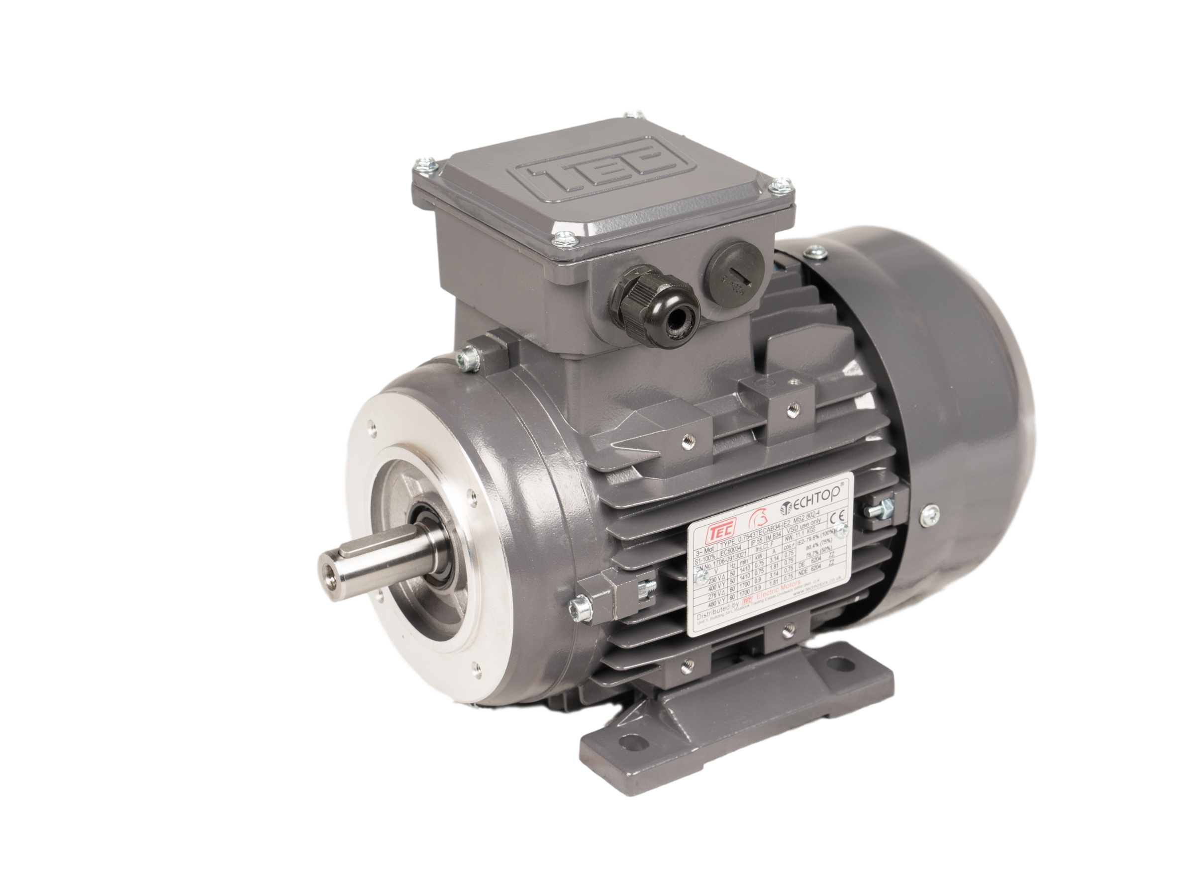 TEC Electric Motor Three Phase 3PH1.5KW4PB34T3 1.5KW 1500rpm Foot & Flange Mounted IE3